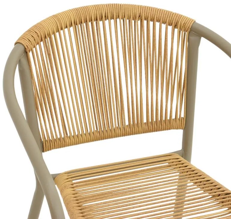 Καρέκλα Lindaria στοιβαζόμενη αλουμινίου σε σαμπανιζέ και pe rattan Φυσικό 54x63x74 εκ. 54x63x74 εκ.