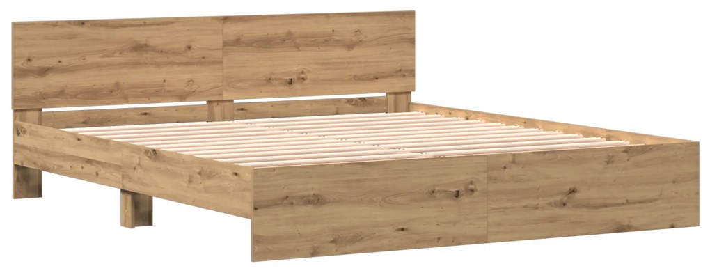 vidaXL Κρεβάτι με κεφαλάρι, χρώμα Artisan Oak – 180 x 200 εκ, φτιαγμένο από τεχνητό ξύλο.