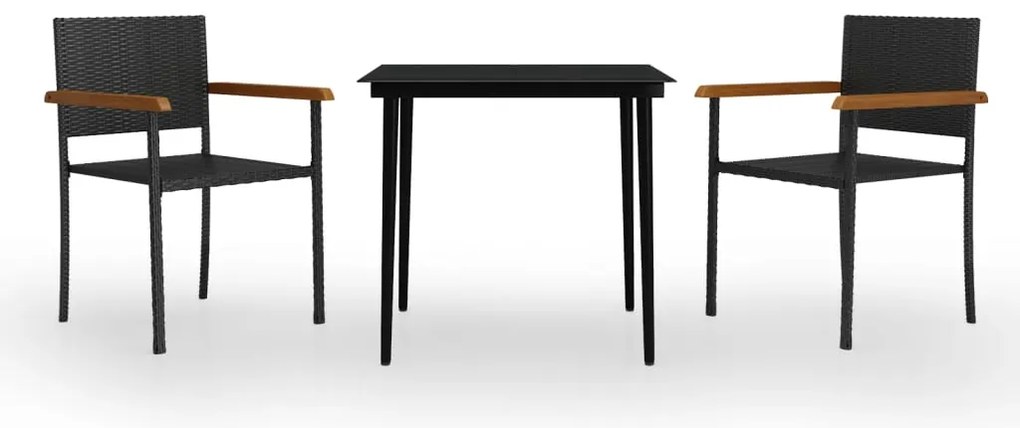 vidaXL Σετ Τραπεζαρίας Κήπου 3 Τεμαχίων Μαύρο