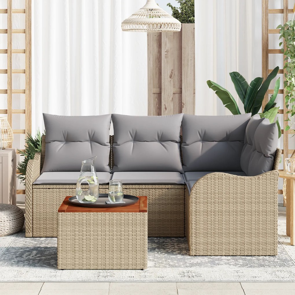 vidaXL Σετ Καναπέδων Κήπου 5 pcs Beige, ανοιχτό γκρι