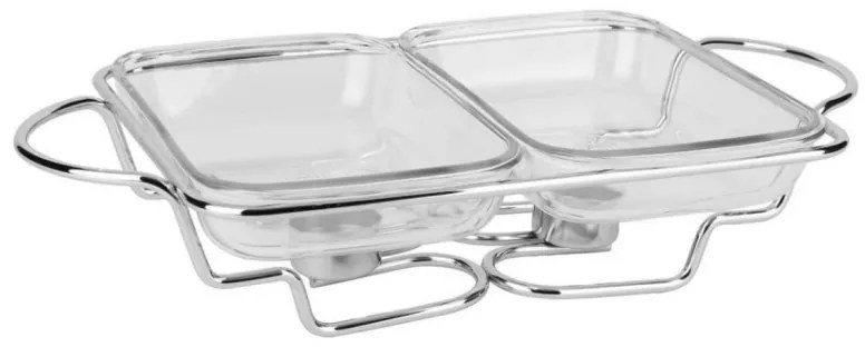 Ζεστό πιάτο σερβιρίσματος - διπλό Kinghoff KH 1412, 2 x 1,5 l, Ατσάλινο καπάκι, Γυαλί, Ανοξείδωτο ατσάλι