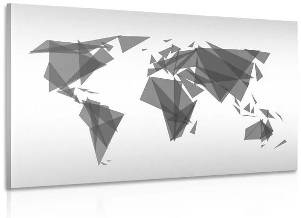 Εικόνα γεωμετρικού παγκόσμιου χάρτη σε ασπρόμαυρο σχέδιο - 90x60