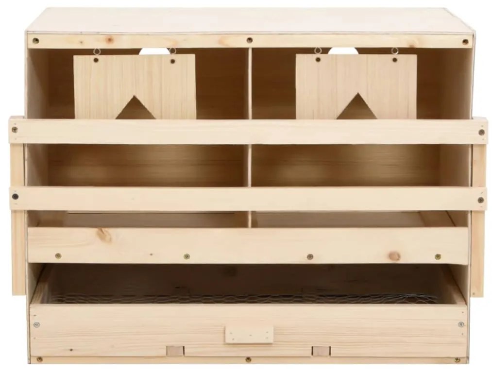 vidaXL Φωλιά για Κότες με 2 Θέσεις 63x40x45 εκ. από Μασίφ Ξύλο Πεύκου