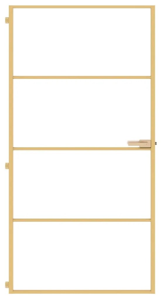 vidaXL Εσωτερική Πόρτα Χρυσή 102,5x201,5 εκ. Ψημένο Γυαλί & Αλουμίνιο