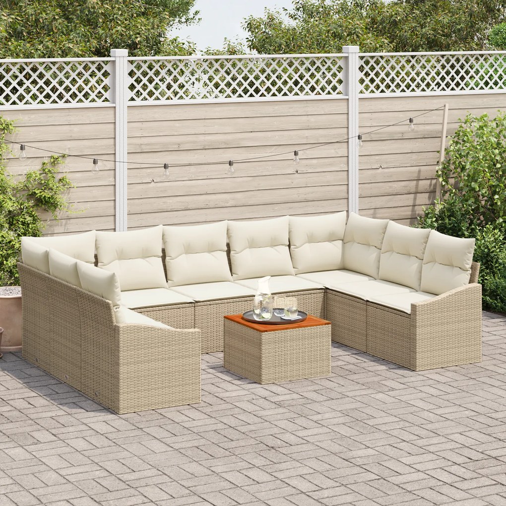 vidaXL Σετ Καναπέ Κήπου 10 pcs Beige, λευκό 55 x 55 x 37 εκ