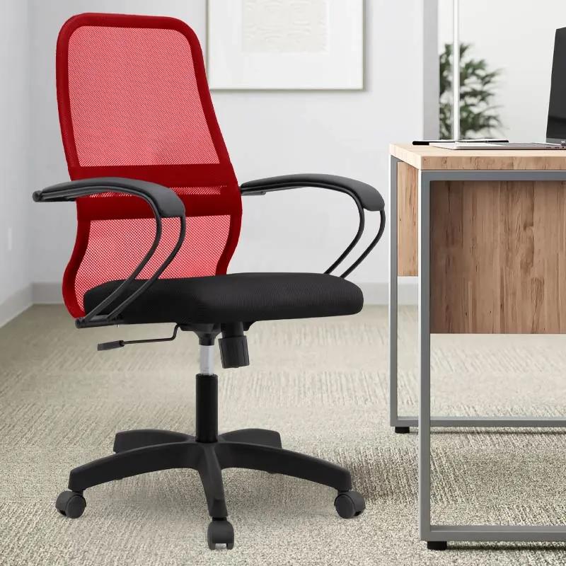Καρέκλα γραφείου Moonlight Megapap με ύφασμα Mesh σε χρώμα κόκκινο - μαύρο 66,5x70x102/112εκ.