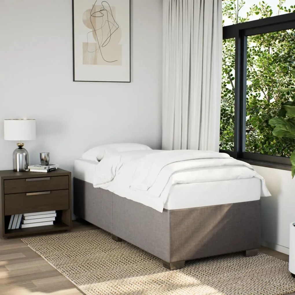 vidaXL Κρεβάτι Boxspring με Στρώμα Taupe 100 x 200 εκ. Υφασμάτινο