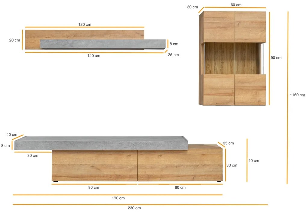 Koni Συνθεση Μπεζ / Απομίμηση Τσιμέντο 160x230x40