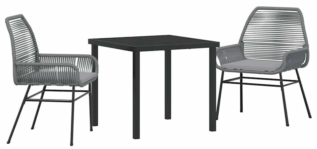 vidaXL Σέτ φαγητού για κήπο 3 pcs Γκρι συνθετικό ρατάν