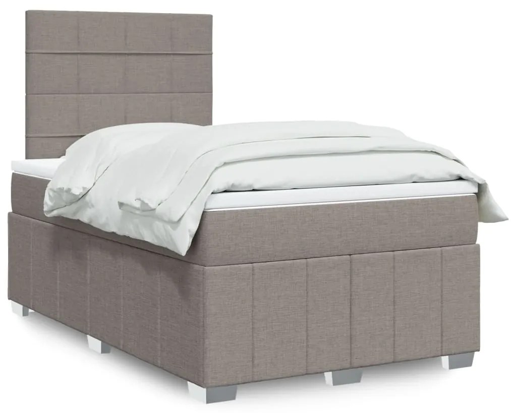 Κρεβάτι Boxspring με Στρώμα Taupe 120x190 εκ. Υφασμάτινο