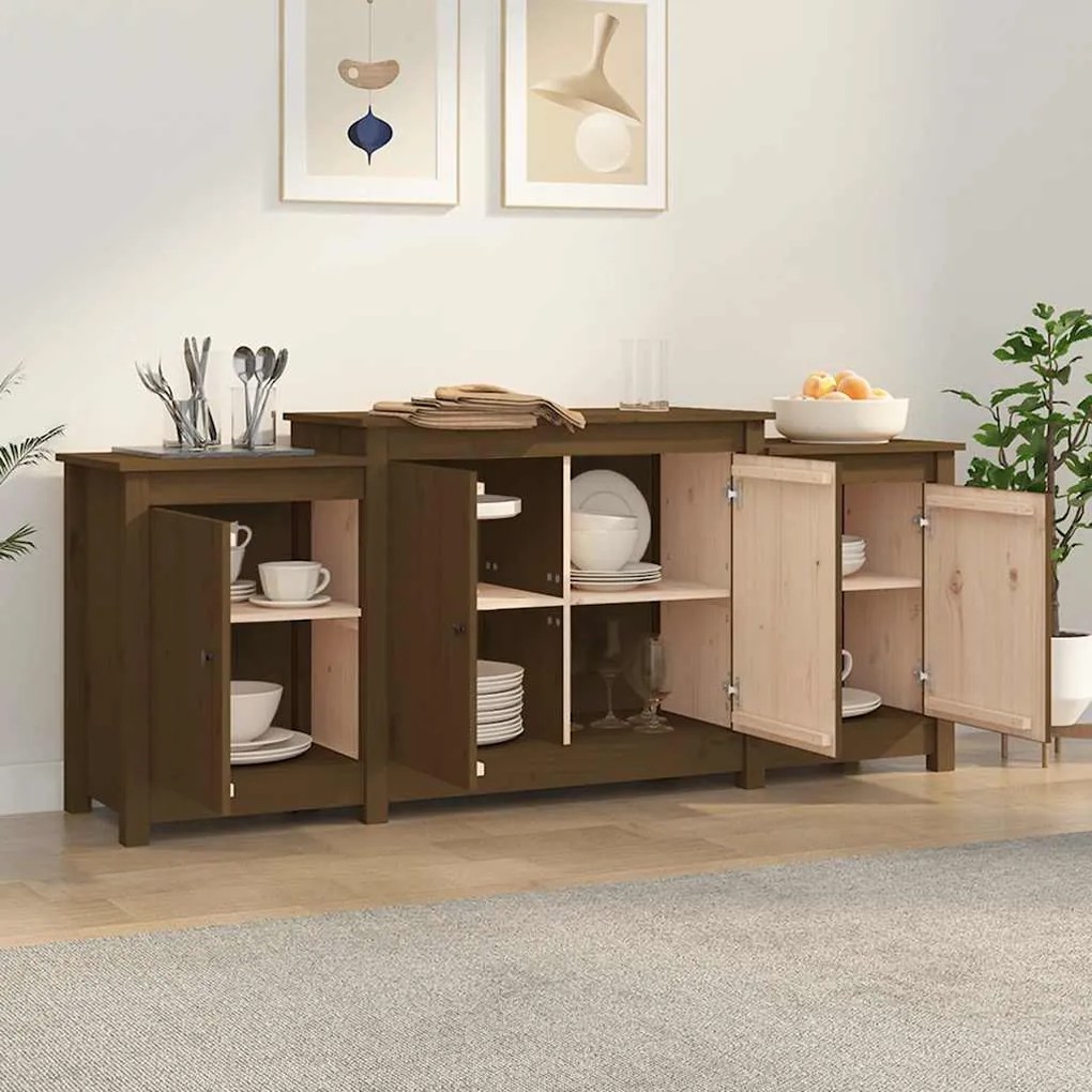 vidaXL Ντουλάπι Καφέ Μελί 164x37x68 εκ. από Μασίφ Ξύλο Πεύκου