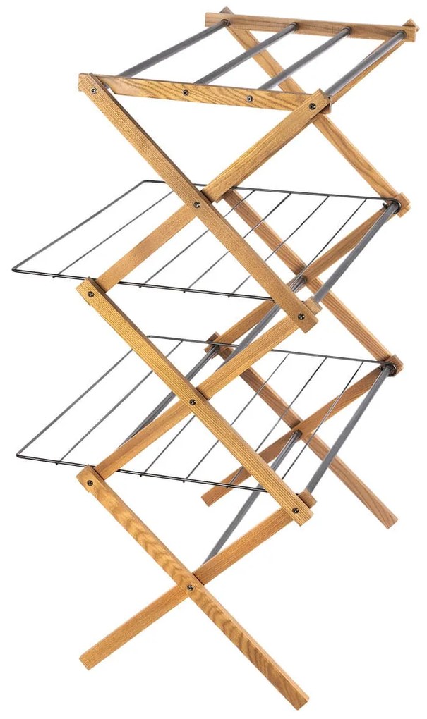 Πτυσσόμενη Απλώστρα ρούχων Aurora Plus Sepio από ξύλο, με συνολική επιφάνεια απλώματος 9.35m και διαστάσεις 69.5x97.5x90cm