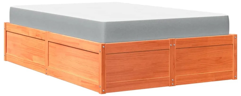 vidaXL Κρεβάτι με Στρώμα Καφέ Κεριού 120x190 εκ Μασίφ Ξύλο Πεύκου