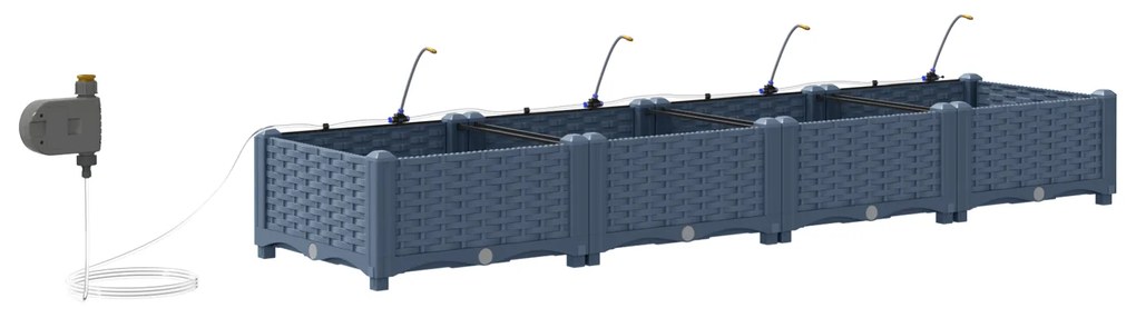 vidaXL Γλάστρες Κήπου 1 τεμ Γκρι 160 x 40 x 22 cm Πλαστικό