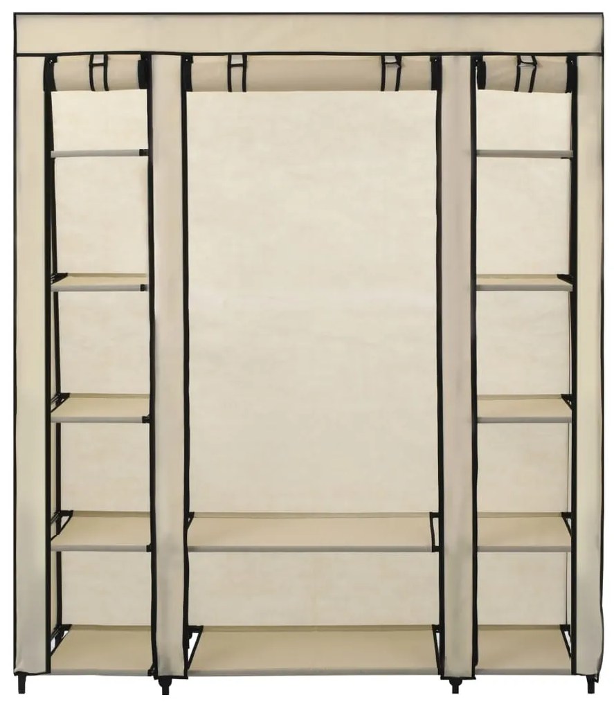 vidaXL Ντουλάπα με Ράφια / Σωλήνες Κρεμ 150x45x176 εκ. Υφασμάτινη