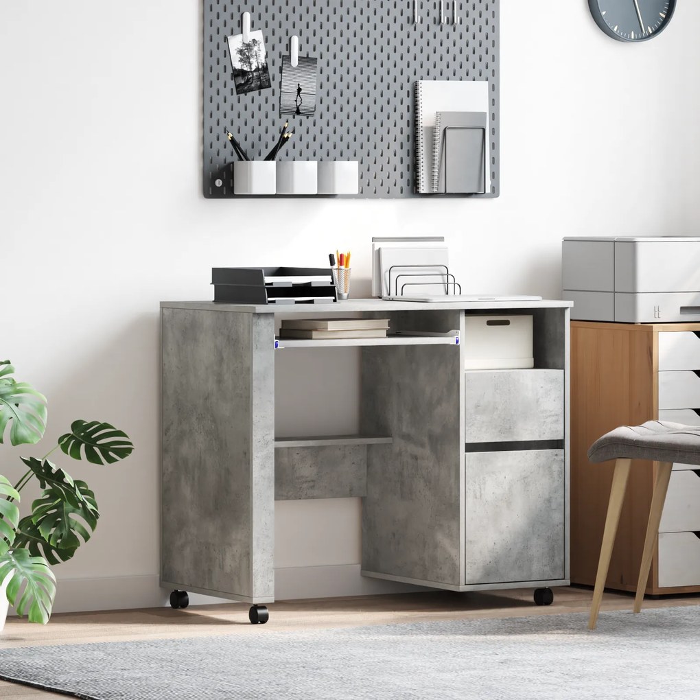 vidaXL Γραφείο Υπολογιστή Concrete Grey Γκρι concrete Μοριοσανίδα Μεσαίο