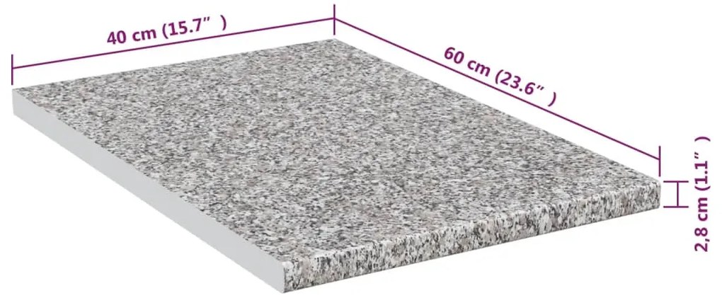 vidaXL Πάγκος Κουζίνας Γκρι με Γρανιτένια Υφή 40x60x2,8 εκ Μοριοσανίδα