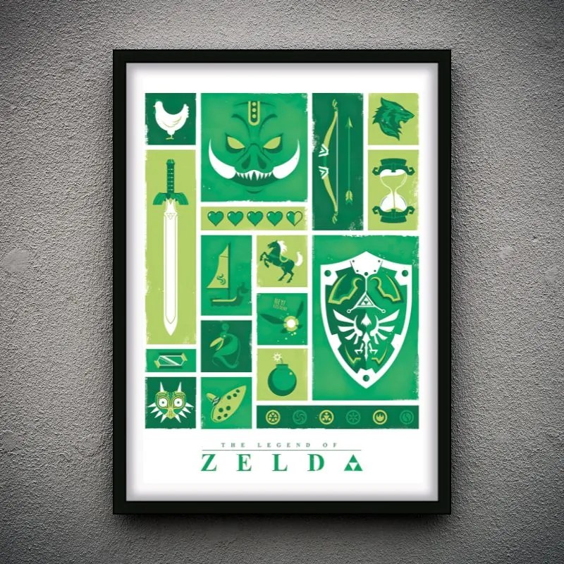 Πόστερ &amp; Κάδρο The Legend of Zelda  GM2323 40x50cm Μαύρο Ξύλινο Κάδρο (με πόστερ)