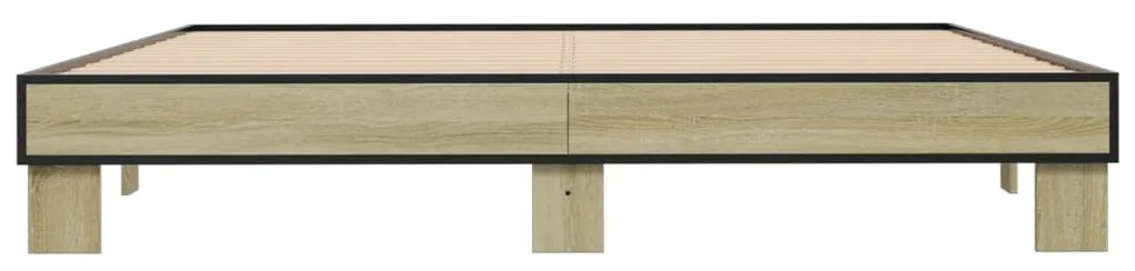 vidaXL Πλαίσιο Κρεβατιού Sonoma Δρυς 160x200 εκ. Επεξ. Ξύλο &amp; Μέταλλο
