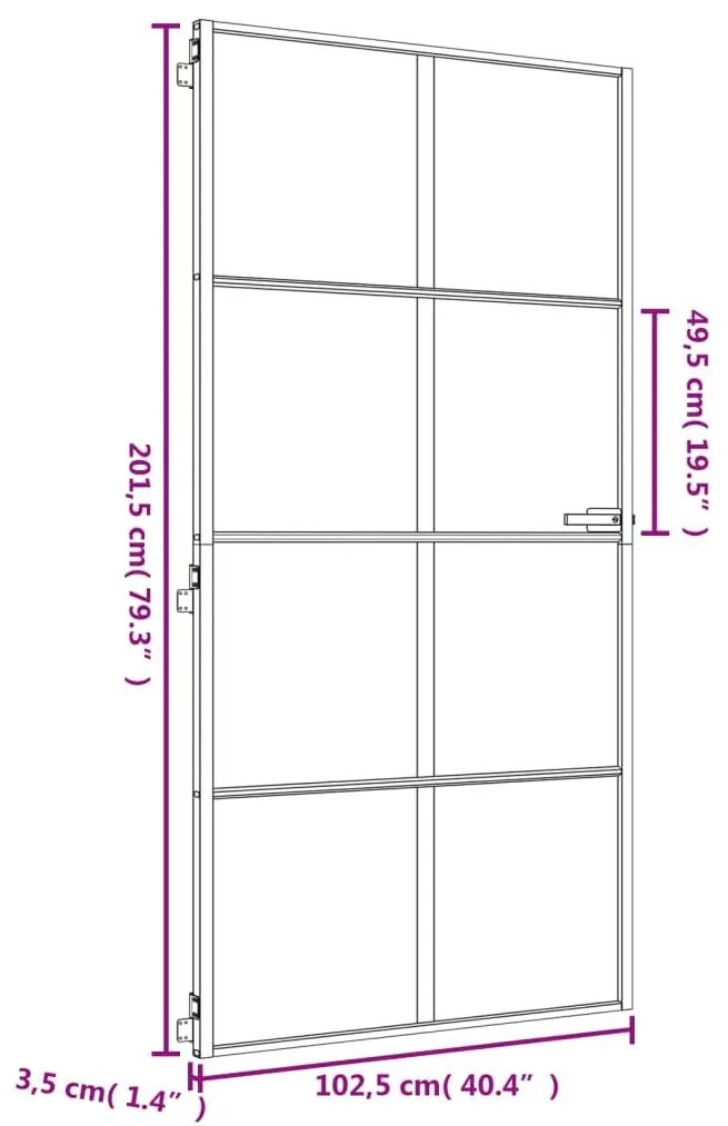 Εσωτερική Πόρτα Χρυσή 102,5x201,5 εκ. Ψημένο Γυαλί &amp; Αλουμίνιο - Μαύρο