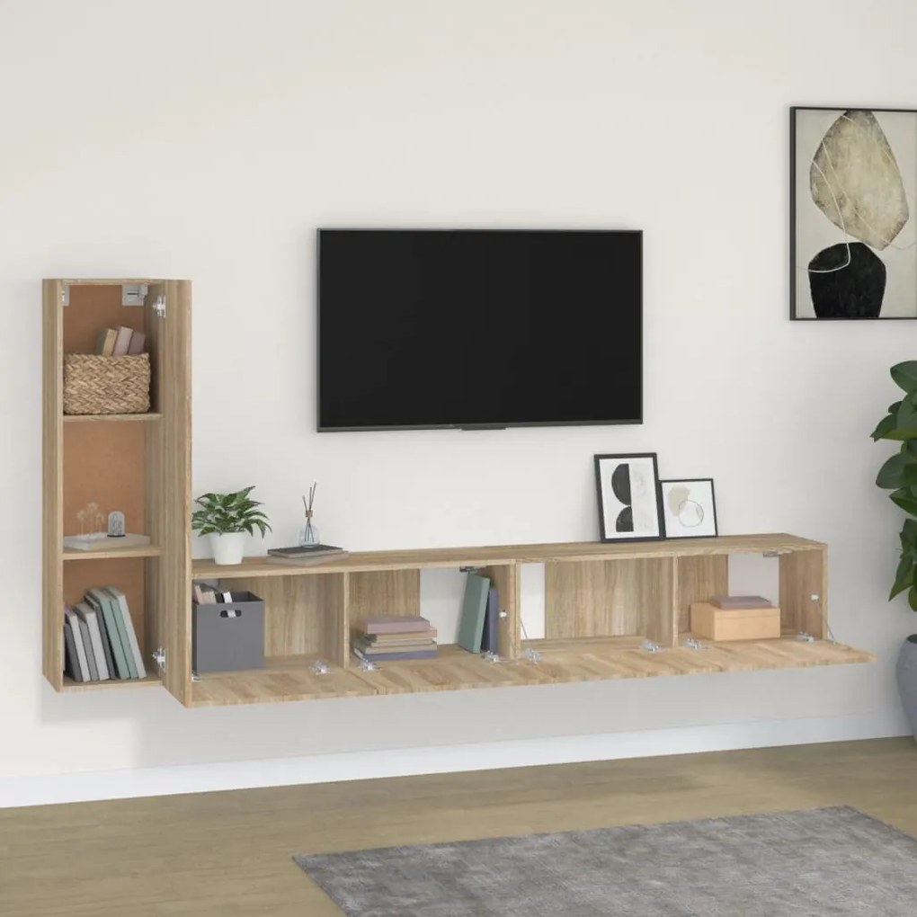 vidaXL Σετ Επίπλων Τηλεόρασης 3 Τεμαχίων Sonoma Δρυς Επεξ. Ξύλο