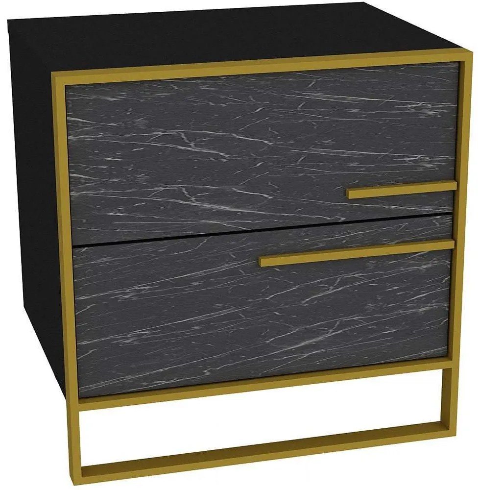 Κομοδίνο Polka 875ZNA3409 50x38,5x51,8cm Marble Effect Black-Gold