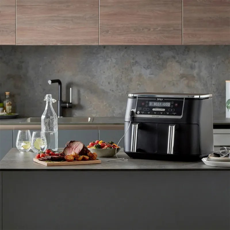 Ninja AF451EU Διπλή φριτέζα ζεστού αέρα, 2470W, 9,5L, 6 προγράμματα, ανεξάρτητες ζώνες, συγχρονισμός, μαύρο χρώμα