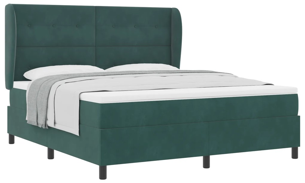 vidaXL Κρεβάτι με ελατήρια Σκούρο πράσινο 180 x 200 cm Βελούδο