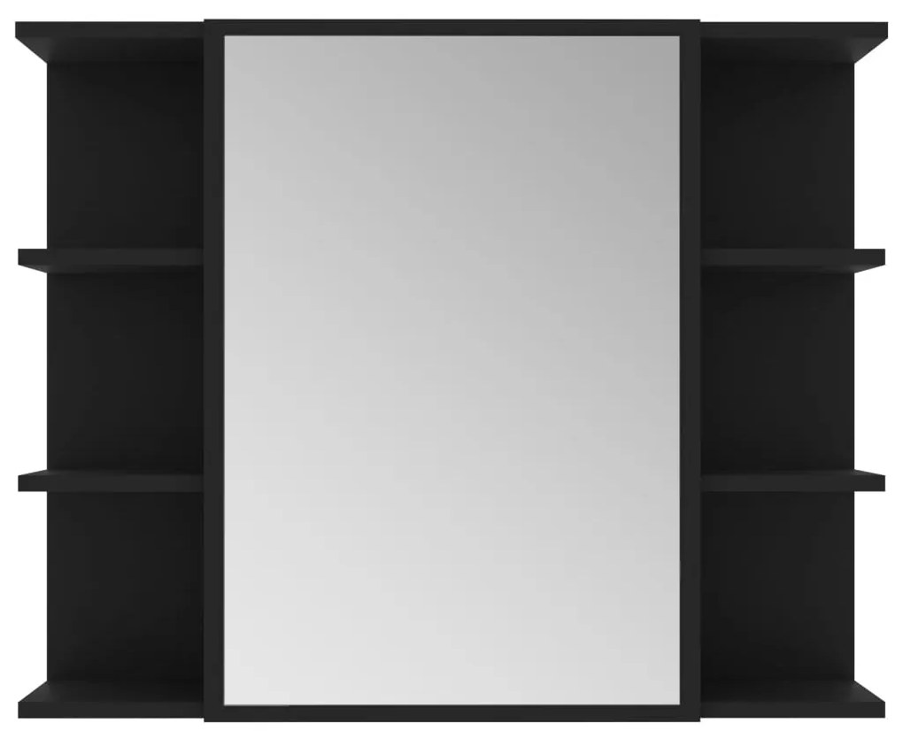 vidaXL Καθρέφτης Μπάνιου με Ντουλάπι Μαύρος 80x20,5x64 εκ. Επεξ. Ξύλο