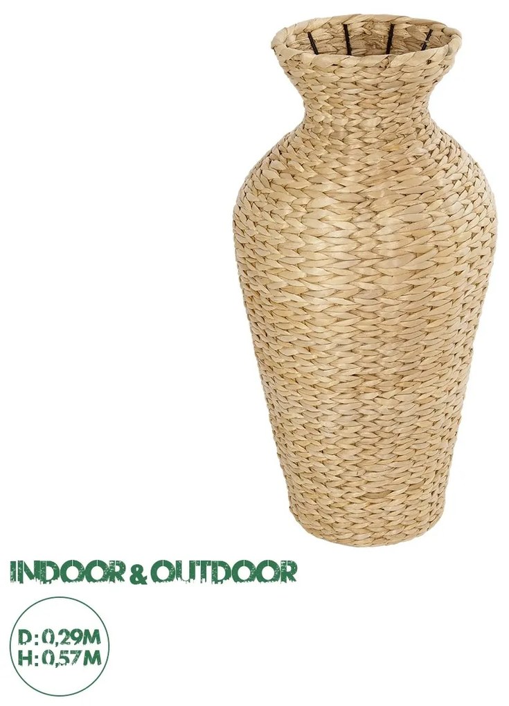 21229 GloboStar®  Artificial Garden HAVANA 21229 Διακοσμητικό Πλεκτό Καλάθι - Κασπώ Γλάστρα - Flower Pot Μπεζ Π29 x M29 x Υ57cm