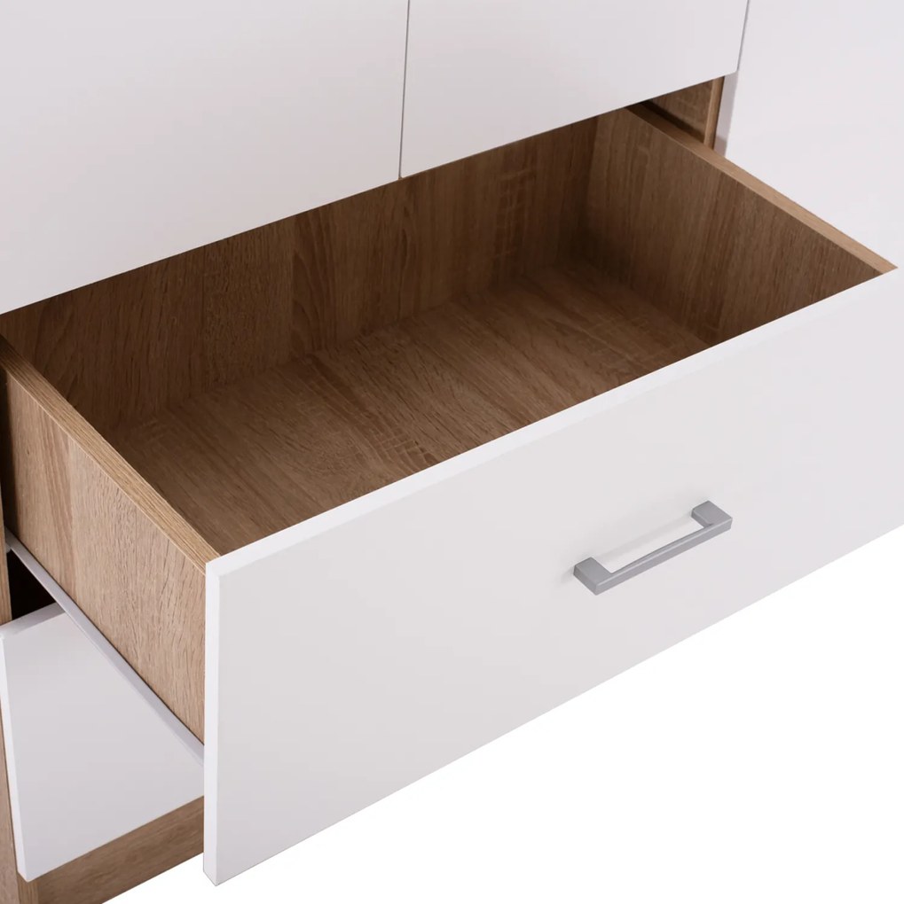 Ντουλάπα 4φυλλη Με 2 Συρτάρια Blakely Sonama Λευκή 120x42,5x180,5 Εκ.