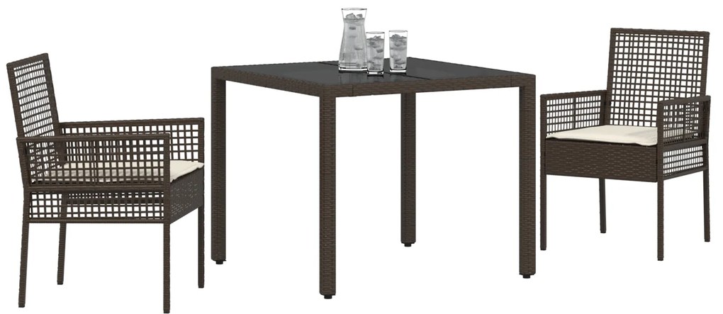 vidaXL Σέτ φαγητού για κήπο 3 pcs Καφέ 90 x 90 x 75 cm
