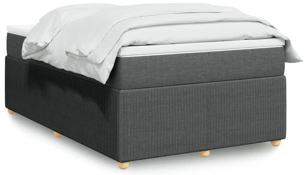 vidaXL Κρεβάτι Boxspring με Στρώμα Σκούρο Γκρι 120x200 εκ. Υφασμάτινο