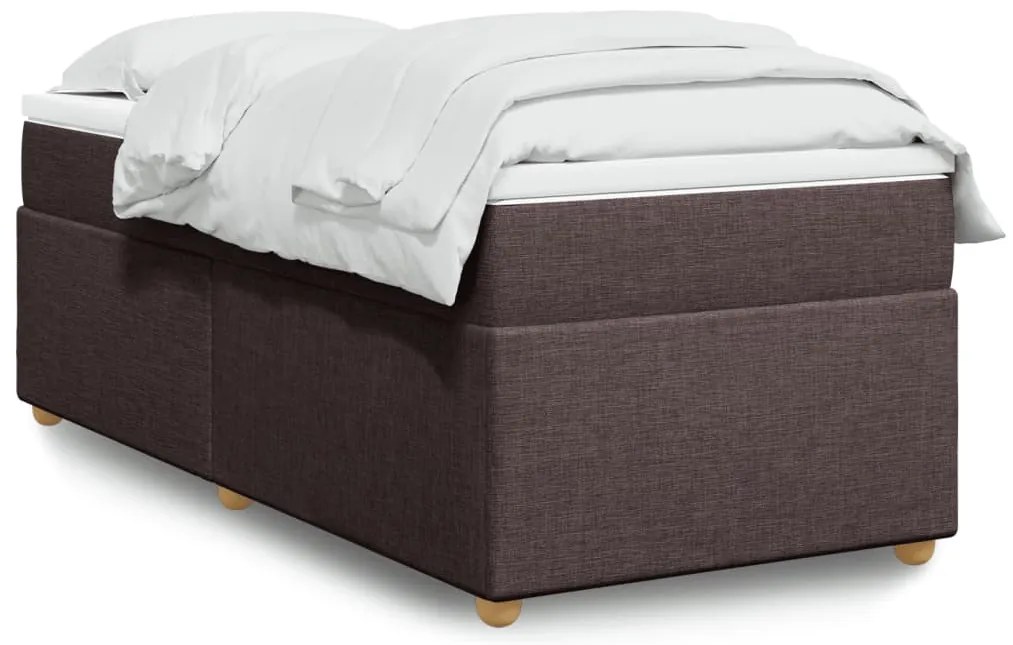 vidaXL Κρεβάτι Boxspring με Στρώμα Σκούρο Καφέ 100x200 εκ. Υφασμάτινο