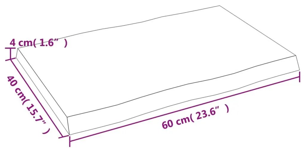 Επιφ. Τραπεζιού Σκ Καφέ 60x40x(2-4)εκ Επεξ Μασίφ Ξύλο Live Edge - Καφέ