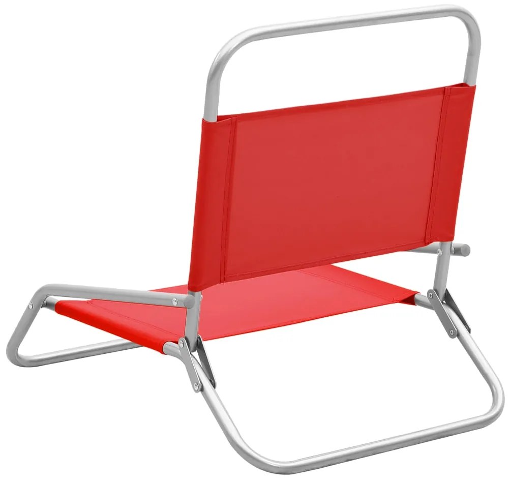 vidaXL Καρέκλες Παραλίας Πτυσσόμενες 2 τεμ. Κόκκινες Υφασμάτινες