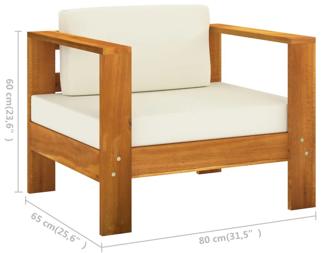 vidaXL Σετ Σαλόνι Κήπου 7 Τεμαχίων με Μαξιλάρια 100x60 εκ. από Ξύλο Ακακίας