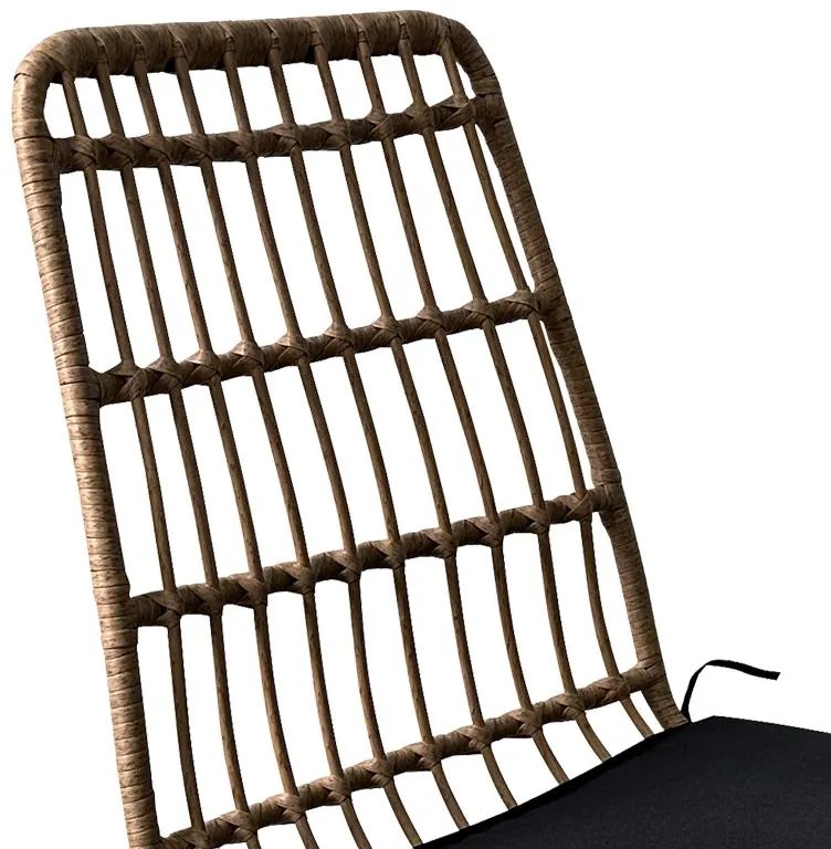 Σετ κήπου Τραπεζαρία Naoki U 5τεμ rattan pe σε Φυσικό και Μαύρο μέταλλο 80x80x78εκ. 80x80x78 εκ.