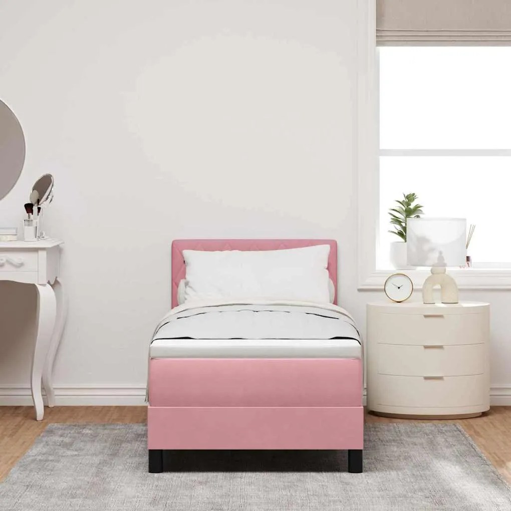 vidaXL Κρεβάτι με ελατήρια με στρώμα Ροζ 80 x 200 cm Βελούδο