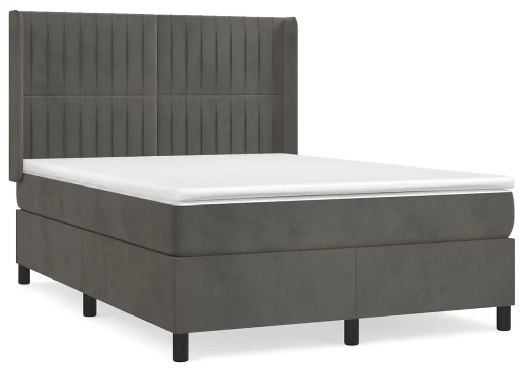 ΚΡΕΒΑΤΙ BOXSPRING ΜΕ ΣΤΡΩΜΑ ΣΚΟΥΡΟ ΓΚΡΙ 140X190 ΕΚ. ΒΕΛΟΥΔΙΝΟ 3132796