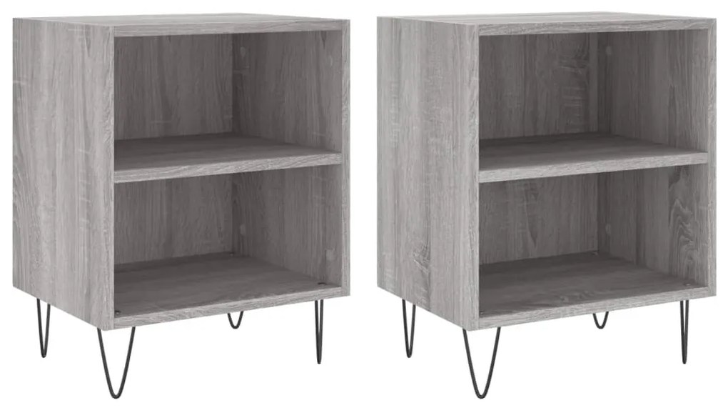 vidaXL Κομοδίνα 2 τεμ. Sonoma Γκρι 40x30x50 εκ. από Επεξεργασμένο Ξύλο