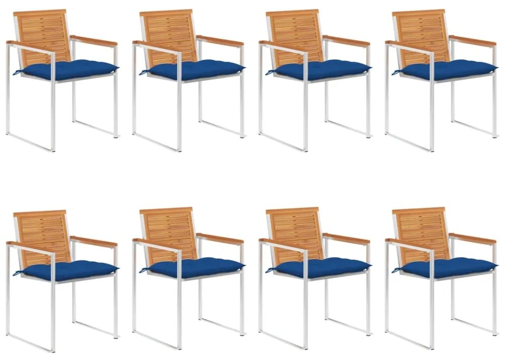 vidaXL Καρέκλες Κήπου 8 τεμ. από Μασίφ Ξύλο Ακακίας με Μαξιλάρια