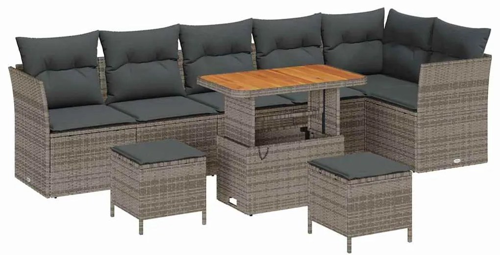 vidaXL Σετ Καναπέ Κήπου 9 pcs Γκρι συνθετικό ρατάν