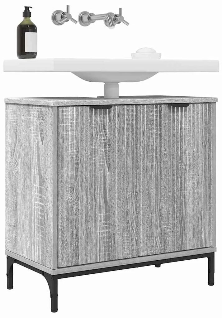 vidaXL Ντουλάπα Νιπτήρα Mπάνιου Γκρίζο Σονομα 60,5 x 33,5 x 61 εκ