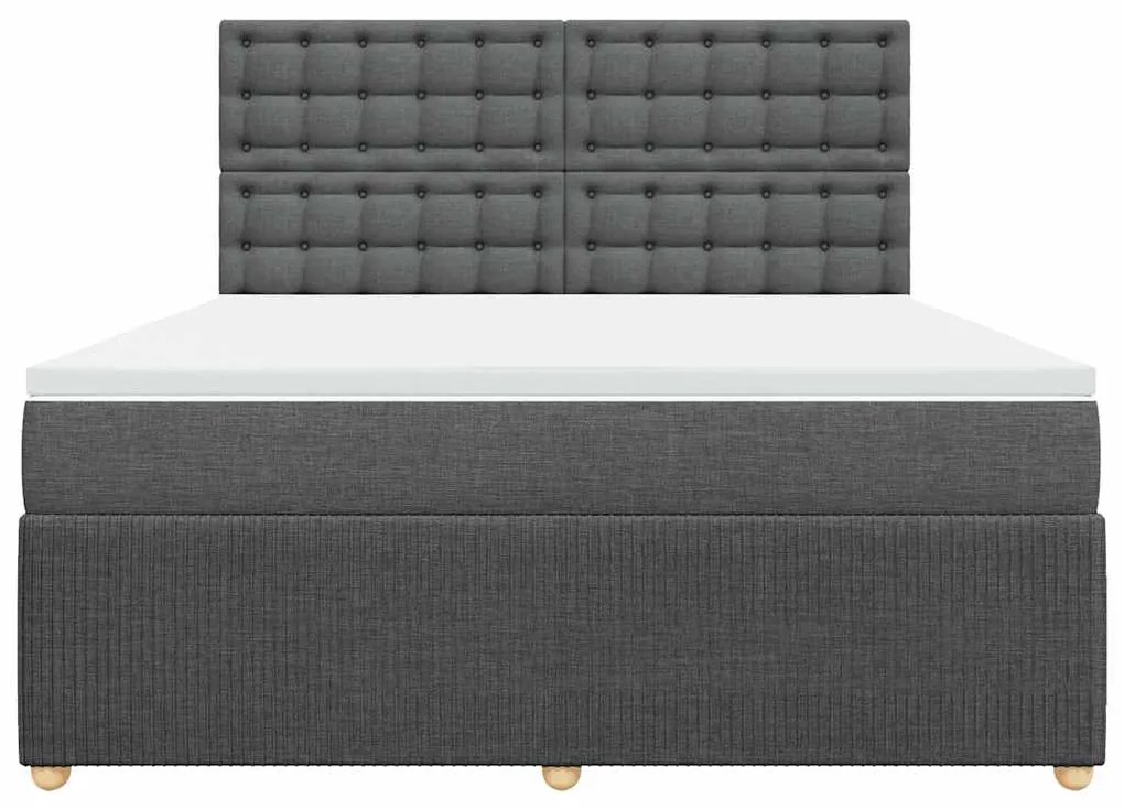 vidaXL Κρεβάτι Boxspring με Στρώμα Σκούρο Γκρι 180x200 εκ Υφασμάτιν