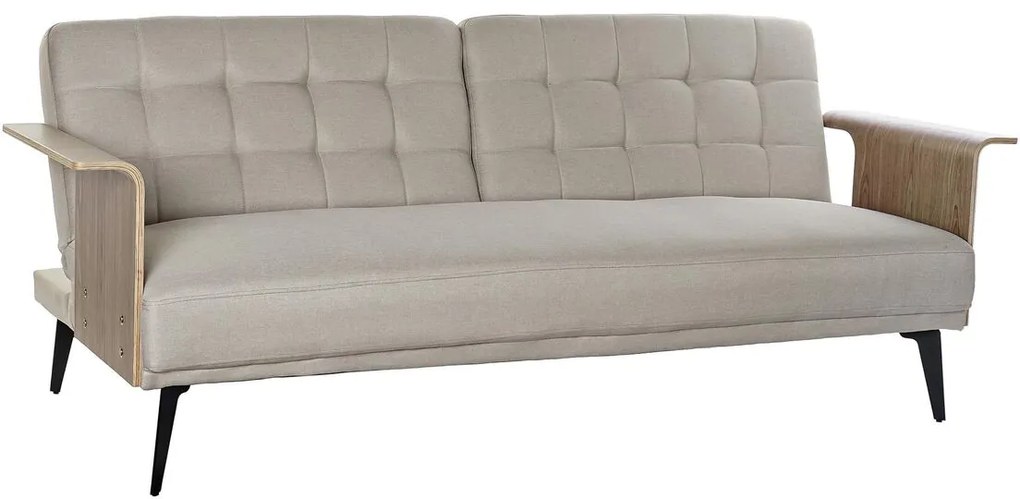 Καναπές-Κρεβάτι DKD Home Decor 203 x 87 x 81 cm Μαύρο Μπεζ Μέταλλο Καφέ