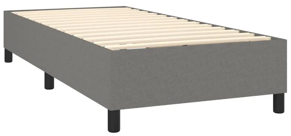 vidaXL Κρεβάτι Boxspring με Στρώμα Σκούρο Γκρι 90x200 εκ. Υφασμάτινο