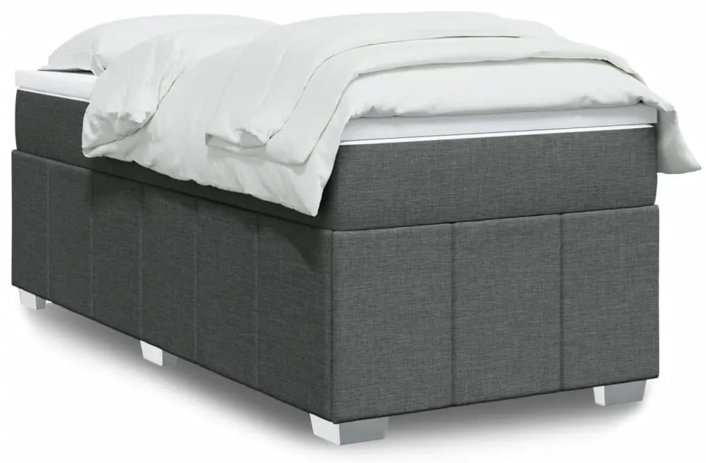 vidaXL Κρεβάτι Boxspring με Στρώμα Σκούρο Γκρι 100x200 εκ. Υφασμάτινο