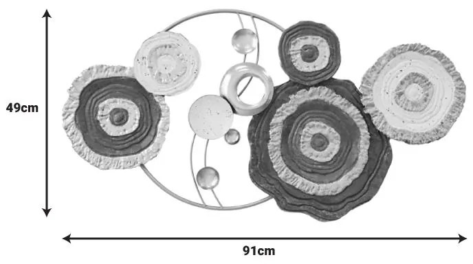 Διακοσμητικό τοίχου Cirsus Inart μέταλλο σε χρυσή-λευκή-μαύρη απόχρωση 91x49x4εκ 91x49x4 εκ.