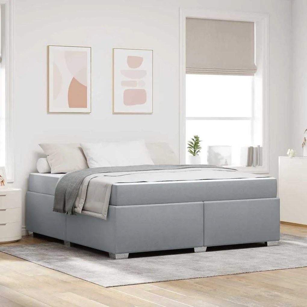 vidaXL Σκελετός Κρεβατιού με στρώμα Ανοιχτό γκρι 180 x 200 cm ύφασμα